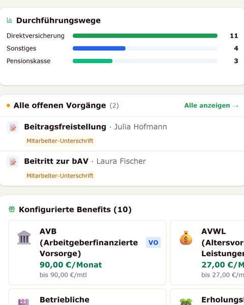 Ausschnitt: Durchführungswege und offene Vorgänge